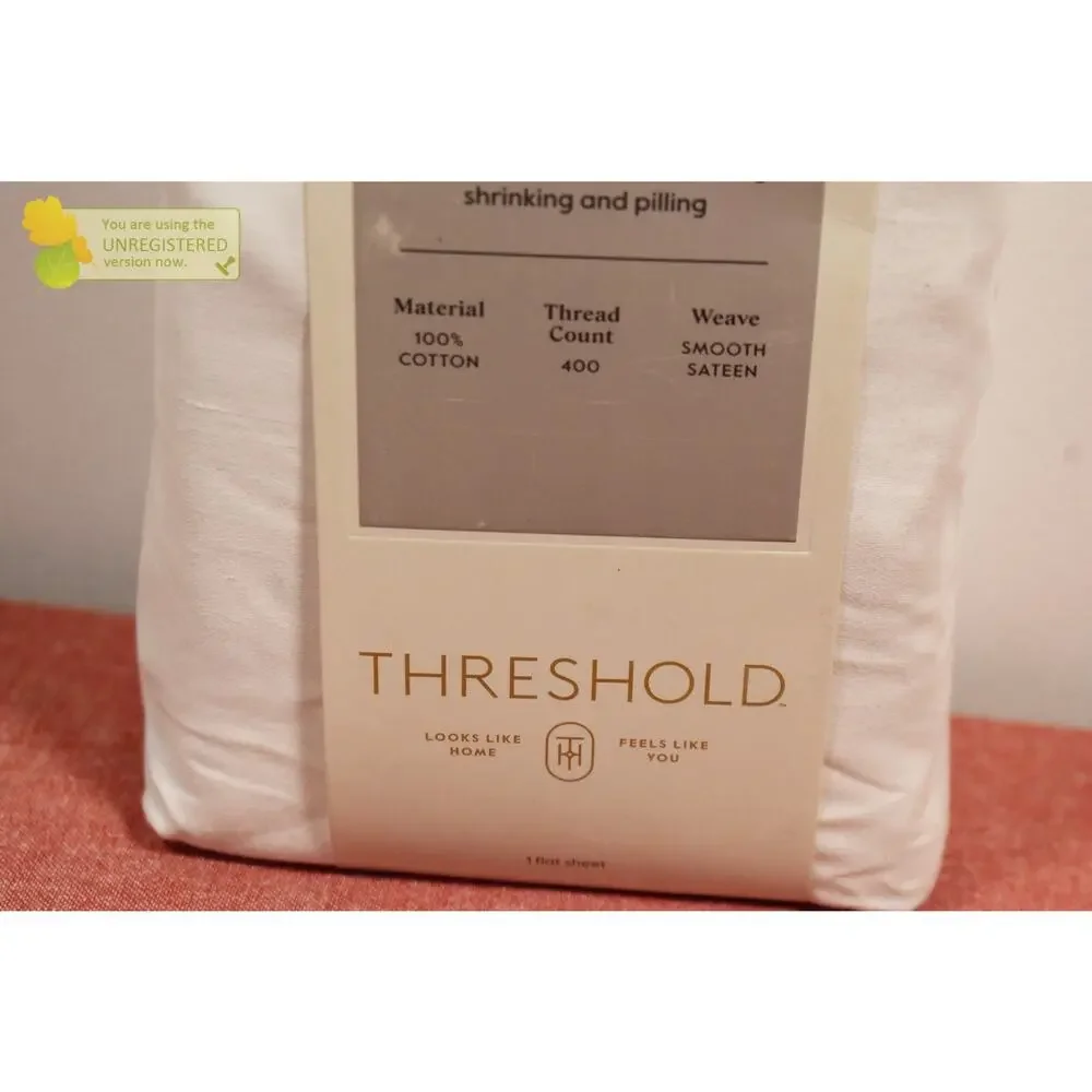 Threshold 400 Thread Count Performance Flat Sheet White Queen*